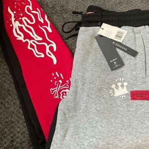 NWT Reason Red and Gray Joggers Size M